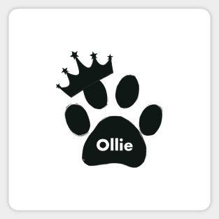 Ollie cat name made of hand drawn paw prints Sticker